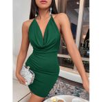 Night Black Yeşil Sırt Dekolteli Mini Elbise - L - XL - 00Yeşil