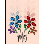 Nightowl Doodles Cute Soft Cover, College Ruled Notebook with Red, Orange, Blue and Purple Flowers that Fade Out into the Background