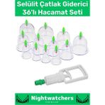 Nightwatchers Vakumlu Masaj Aleti 36'lı Kupa Hacamat Seti - Ahşap - Gri