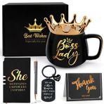 Nigifter Kadınlar için Boss Lady Hediyeleri, Kadınlar için Teşekkür Hediyesi, Çalışanlara Kahve Kupaları ile Takdir Hediyeleri, Tükenmez Kalem, Anahtarlık, Teşekkür Kartı, Mezuniyet Noel İş Yıldönümü İş