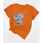 Nıgrum Pardus Minik Yavru Filin Kalp Baloncukları Baskılı Kız Çocuk Yeni Sezon T-Shirt - Turuncu - 12 Yaş