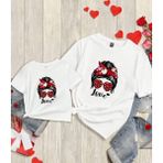 Nigrum Pardus Nıgrum Pardus Özel Seri Kalp Gözlük Love Baskılı %100 Pamuk Anne-Çocuk Kombin T-Shirt - Beyaz - 18 Yaş