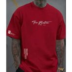 Nigrum Pardus Nıgrum Pardus The Boston Baskılı %100 Pamuk Bisiklet Yaka Büyük Beden Erkek T-Shirt - Kırmızı - 3XL