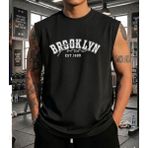 Nigrum Pardus Nıgrum Pardus Yeni Sezon Brooklyn Baskılı %100 Pamuk Kolsuz Büyük Beden Erkek T-Shirt - Siyah - 12XL