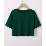 Nigrum Pardus Nıgrum Pardus Yeni Sezon Düz Renk %100 Pamuk Kız Çocuk Oversize Crop T-Shirt - Yeşil - 18 Yaş