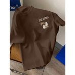 Nıgrum Pardus Puzzle Parçası Baskılı Bisiklet Yaka Erkek Çocuk Pamuk T-Shirt - Kahverengi - 6 Yaş