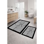 Nihai Ev Dijital Kaymaz Yıkanabilir Home Jüt Görünümlü İkili Banyo Paspası Banyo Dekor 40x60+60x90 cm