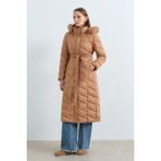 Nihan Kapşonlu Kaz Tüyü Mont Camel - 42