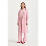 Nihan Kruvaze Kapama Uzun Blazer Poly. Viskon Basic Ceket Pembe