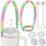 NiHome Dökülme Önleyici Durdurucu Kitli Silikon Su Şişesi Sapı - Stanley 1.0 & 2.0 ile Uyumlu, Hareket Halinde Kolay Taşıma için 6,7-12 cm Çapa Uyar (Pembe/Yeşil/Sarı)