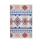Nijmegen Mavi Etnik Modern Geometrik Etnik Desenli Boho Makinada Yıkanabilir Hafif Hav Toz Vermez Leke Tutmaz Kaymaz Taban Dijital Makine Baskı Halı Oturma Odası Salon Yolluk Koridor Mutfak Halısı