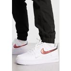 Nike Air Force 1 07 Trainers White With Metallic Swoosh Leather Sneaker Hakiki Deri Günlük Beyaz Erkek Spor Ayakkabı