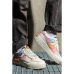 Nike Air Force 1 Shadow Phantom Yürüyüş Ayakkabısı Beyaz Pembe Swoosh - Krem