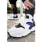 Nike Air Huarache Sneaker Unisex Gerçek Deri Tekstil Günlük Spor Ayakkabı Beyaz Mor