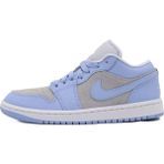 Nike Air Jordan 1 Low Womens Leather Sneaker Hakiki Deri Kadın Günlük Spor Ayakkabı Gri Mavi - Gri - Açık Mavi