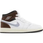 Nike Air Jordan 1 Mid SE Leather Sneaker Hakiki Deri Bilekli Günlük Beyaz Kahve Duman Unisex Spor Ayakkabı