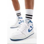 Nike Air Jordan 1 Mid Special Edition Leather Unisex Sneaker Hakiki Deri Bilekli Günlük Spor Ayakkabı Beyaz