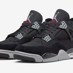 Nike Air Jordan Retro 4 Black Canvas Erkek Spor Ayakkabi