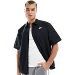 Nike Club Woven Loose Fit Short Sleeve Shirt In Black Erkek Bol Kesim Dokuma Kısa Kollu Spor Gömlek Siyah - XS