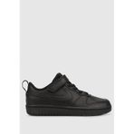 Nike Court Borough Low 2 Leather Sneaker Hakiki Deri Lastik İpli Bantlı Unisex Spor Ayakkabı Siyah Siyah