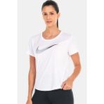 Nike Dri-Fit One Swoosh Graphic Running Standart Fit Kesim Beyaz Kadın Tişört - L