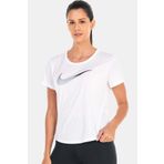 Nike Dri-Fit One Swoosh Graphic Running Standart Fit Kesim Beyaz Kadın Tişört