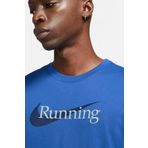 Nike Dri Fit Running Tee Blue Erkek Baskılı Tişört Mavi