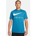 Nike Dri Fit Training Cotton Tee Short Sleeve Baskılı Mavi Tişört