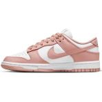 Nike Dunk Low Leather Unisex Sneaker Hakiki Deri Beyaz Pembe Spor Ayakkabı - Beyaz - Açık Pembe