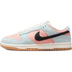 Nike Dunk Low Leather Unisex Sneaker Hakiki Deri Mavi Pembe Spor Ayakkabı - Beyaz - Açık Pembe