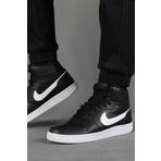 Nike Ebernon Mid Triple Leather Erkek Sneaker Hakiki Deri Bilekli Spor Ayakkabı Siyah