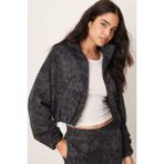 Nike Full Zip Jacquard Print Track Oversize Jacket Kadın Oversize Jakarlı Baskılı Kısa Spor Ceket Siyah - M