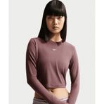 Nike HF5322-503 Bordo Sportswear Chill Knit Slim Long-Sleeve Cropped Top Kadın T-Shirt