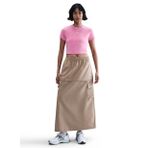 Nike HF9538-675 W NSW NK CHLL KNT CRP Pembe Yuvarlak Crop Düz Kadın T-Shirt