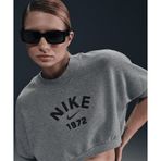 Nike HJ0224-091 Sportswear Collection Short-Sleeve Fleece Crew-Neck Top Gri Kadın T-Shirt