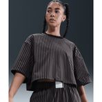 Nike IH8484-010 Sportswear Chill Poplin Striped Boxy Top Siyah Kadın T-Shirt