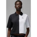 Nike Jordan Flight Loose Fit 1/4 Zip T-Shirt Kadın 1/4 Fermuar Gömlek Yakalı Bol Kalıp Kısa Tişört Siyah Beyaz - Siyah - Beyaz