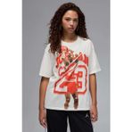 Nike Jordan Graphic 40 Loose Fit Womens Tee Grafik Baskılı Bol Kesim Pamuklu Kadın Tişört Krem