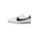 NIKE Kadın Cortez Deri Spor Ayakkabı, Beyaz Siyah Lt Fotoğraf Mavi Yelken, 38 EU