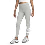 Nike Kadın W NSW NK CLSC Gx Hr Tight Ftra tayt, Gri (dk Heather)/Beyaz, S