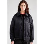 Nike Michael Jordan Varsity Loose Fit Bomber Ceket Kadın Siyah Rüzgara Dayanıklı Polyester Kumaş - XS