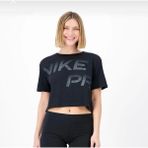 Nike Pro Dri-Fit Graphics Kadın Tişört Siyah Kısa Kol Cropped Desenli Spor Ürün - M