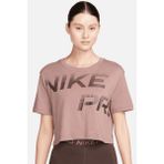 Nike Pro Dri Fit Graphics Loose Fit T-shirt Kadın Crop Büyük Beden Günlük Tişört Kahve