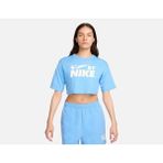 Nike Sportswear Gel Wide Cut & Off Shoulder Cropped Short-Sleeve Mavi Kadın T-Shirt FZ4635-412