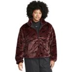 Nike Sportswear Loose Fit Printed Faux Fur Jackret Geniş Kalıp Suni Kürk Kadın Ceket Bordo - XL