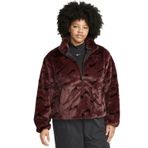 Nike Sportswear Loose Fit Printed Faux Fur Jackret Geniş Kalıp Suni Kürk Kadın Ceket Bordo