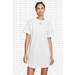 Nike Sportswear Organic Cotton Short Sleve Dress Nakış Swooslu Beyaz Elbise