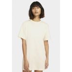 Nike Sportswear Organic Cotton Short Sleve Dress Nakış Swooslu Elbise Krem - XS