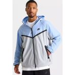 Nike Tech Woven Windrunner Full Zip Loose Fit Jacket Erkek Bol Kesim Dokuma Kapüşonlu Spor Ceket Mavi Gri - XS - Mavi - Gri