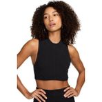 Nike Tight Fit Mock Neck Crop Tank Top Kadın Crop Dar Kesim Yüksek Yaka Fitilli Jarsey Atlet Siyah
